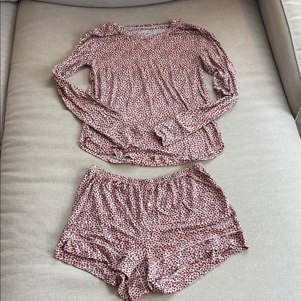 GAP Pink Pajama Set with Cozy Textured Fabric top Small bottom XS